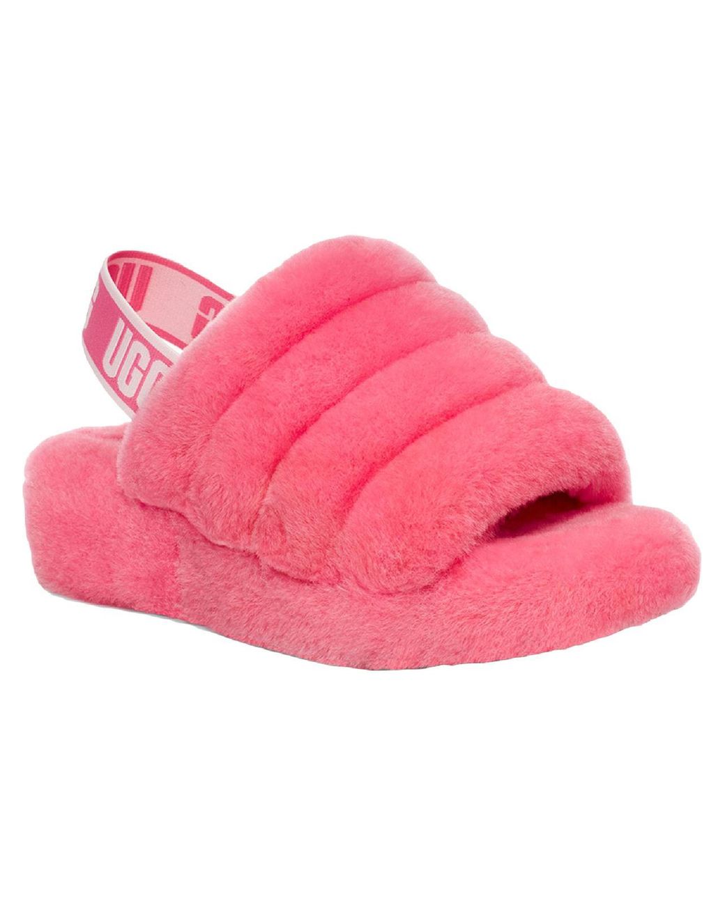 UGG Fluff Yeah Shearling Slingback Slide Slippers in Pink | Lyst