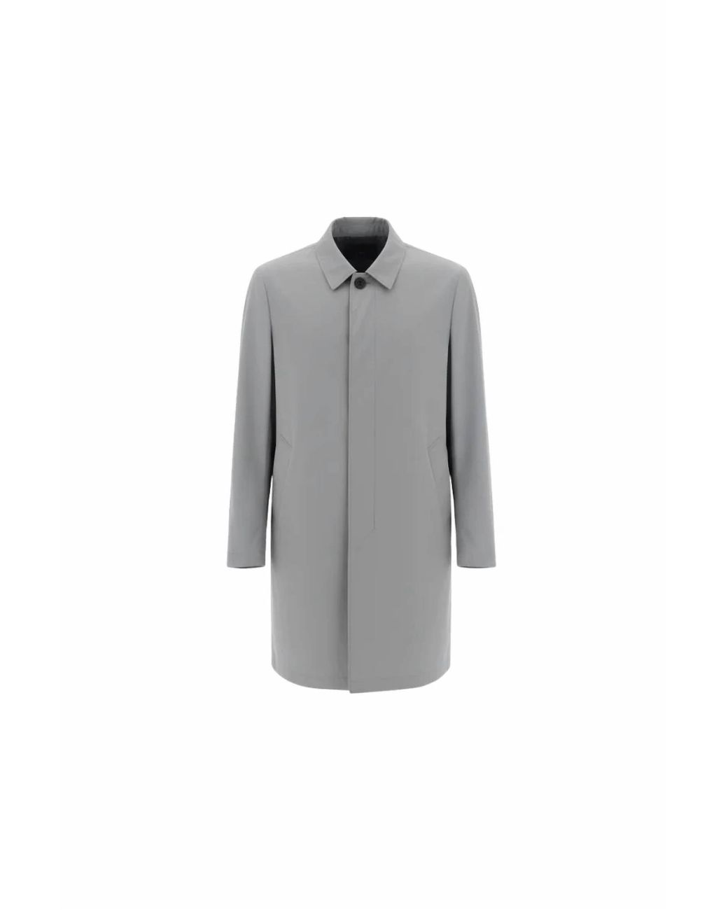 Herno Gray Single-Breasted Mac Jacket for men