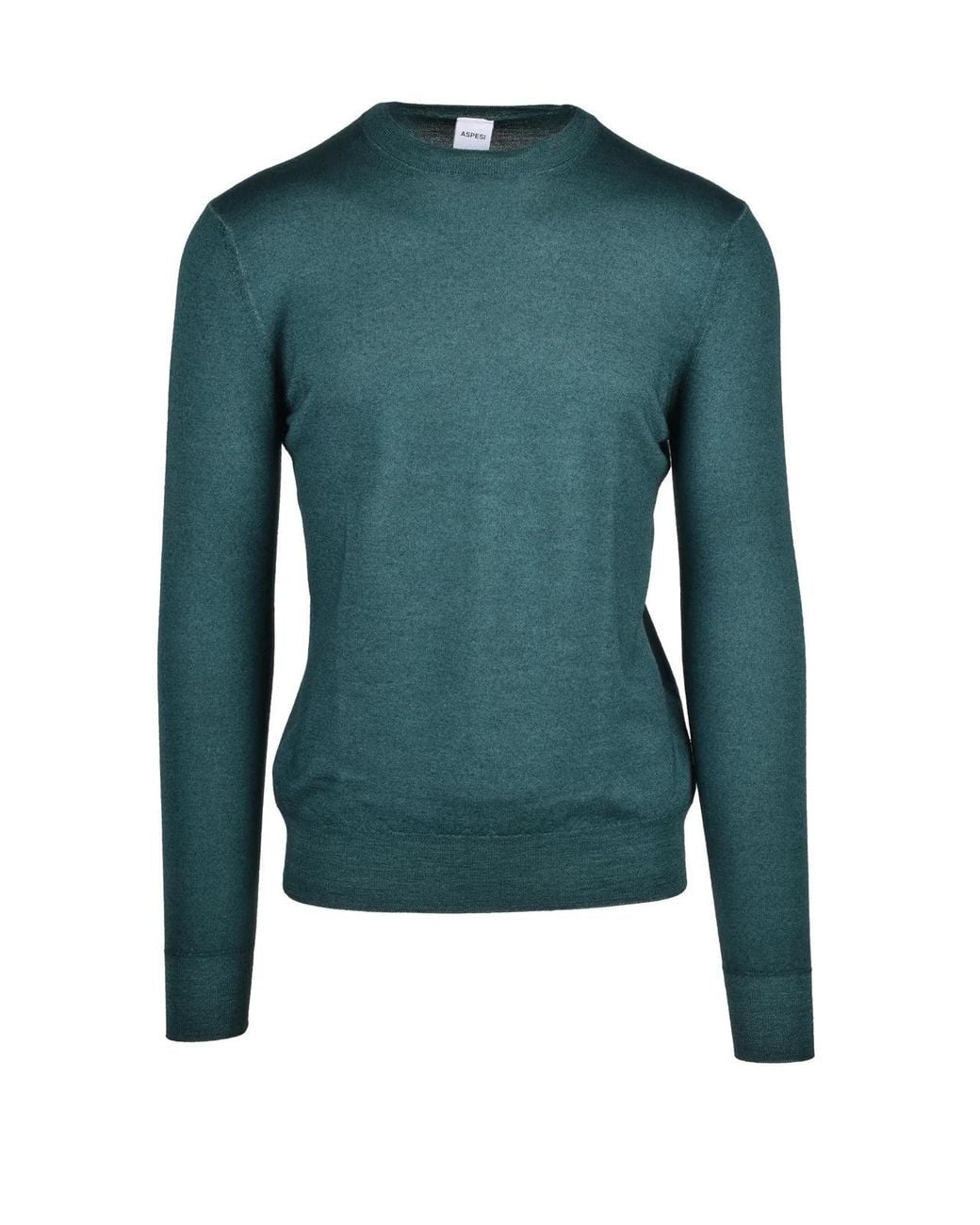 Aspesi Green Crew Neck Pullover for men
