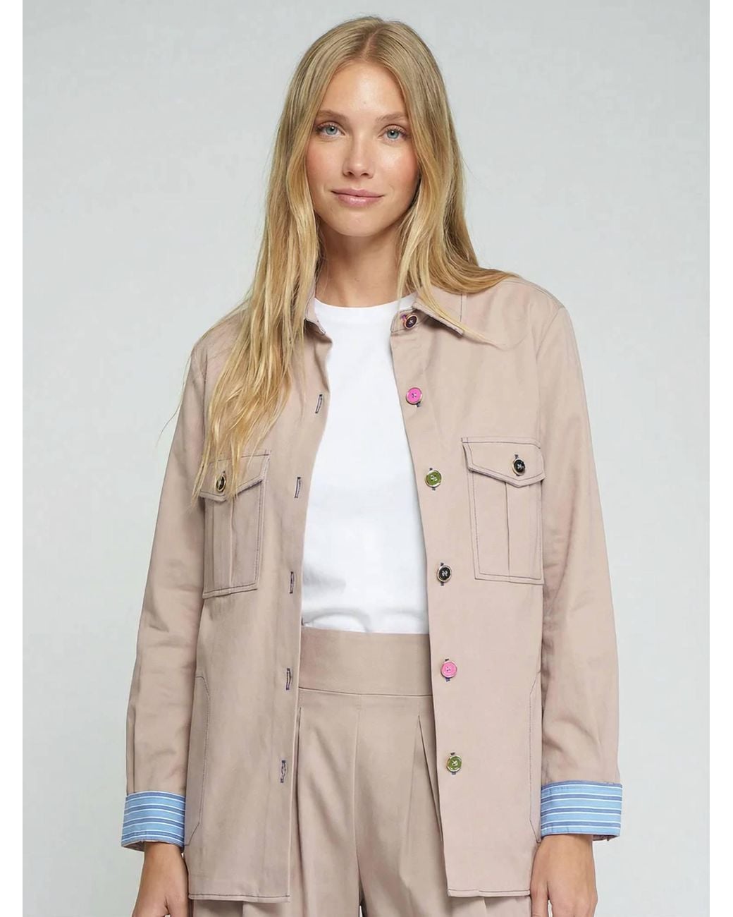 Vilagallo Natural Colored Button Jacket