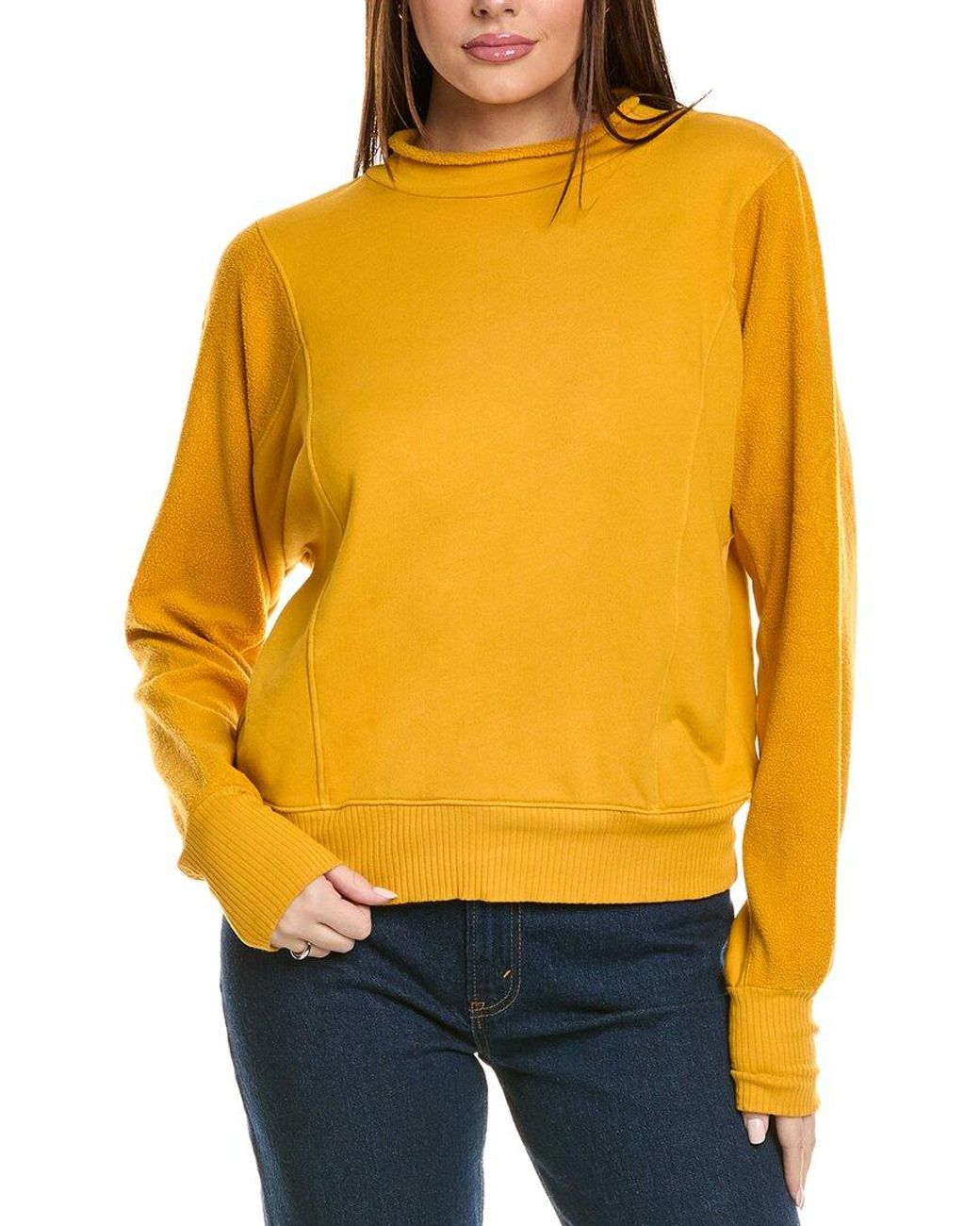 Michael Stars Funnel Neck Sweatshirt in Yellow Lyst