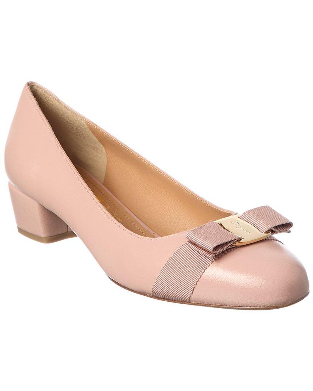 Ferragamo Pink Vara Bow Leather Pump