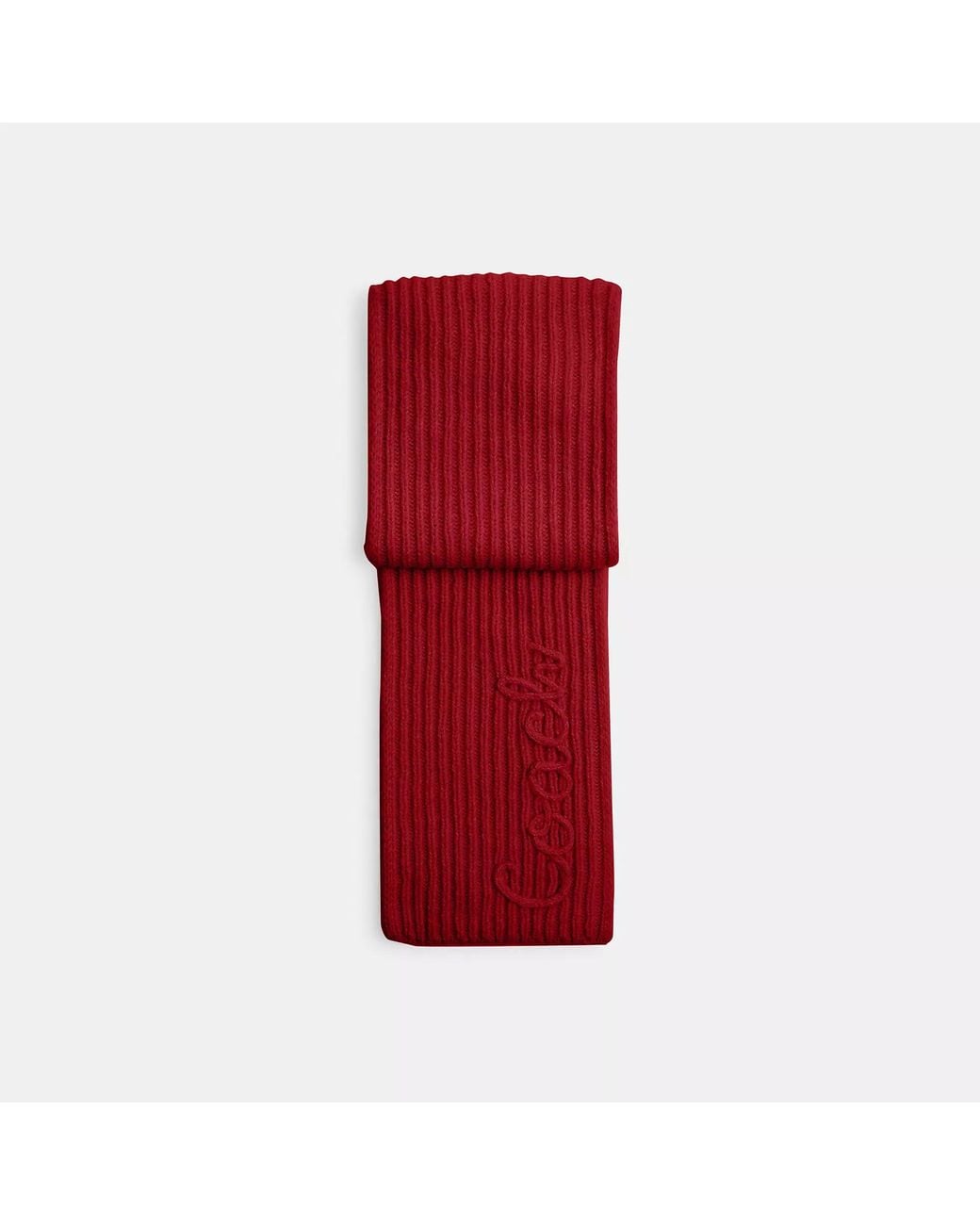 COACH Red Coach Script Knit Muffler