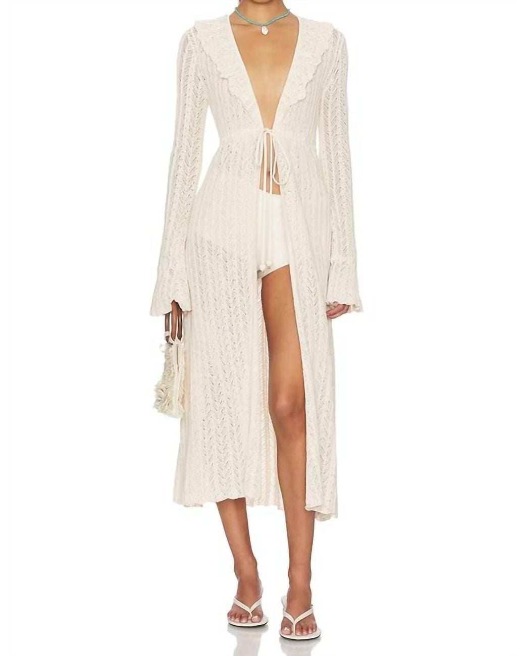 Devon Windsor White Sienna Bell-Sleeve Robe