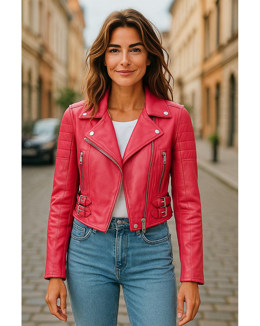 Infinity Leather Burgundy Cropped Brando Leather Biker Jacket-Durban in ...