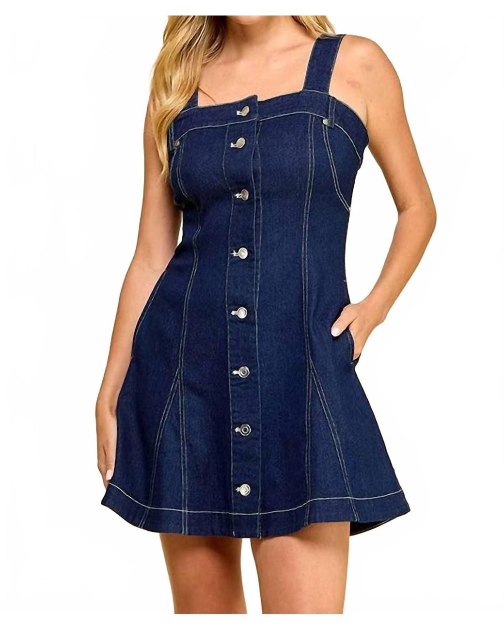 Strapless Stitching Machine BABY PINK Corset Denim Dress With Front Buttons in Blue | Lyst