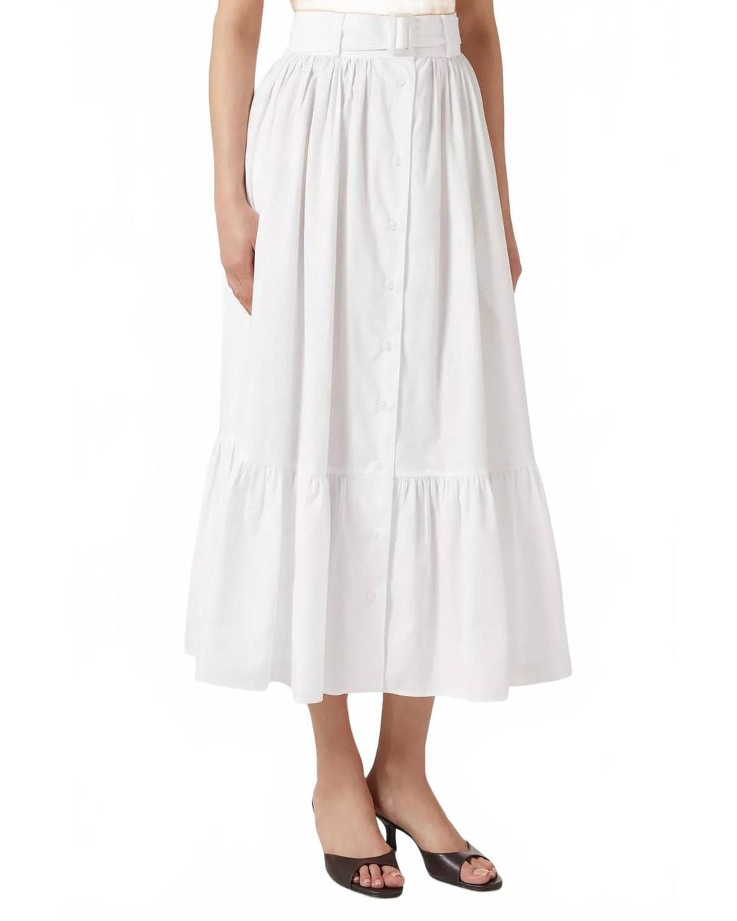 Matthew Bruch White Button Down Midi Skirt