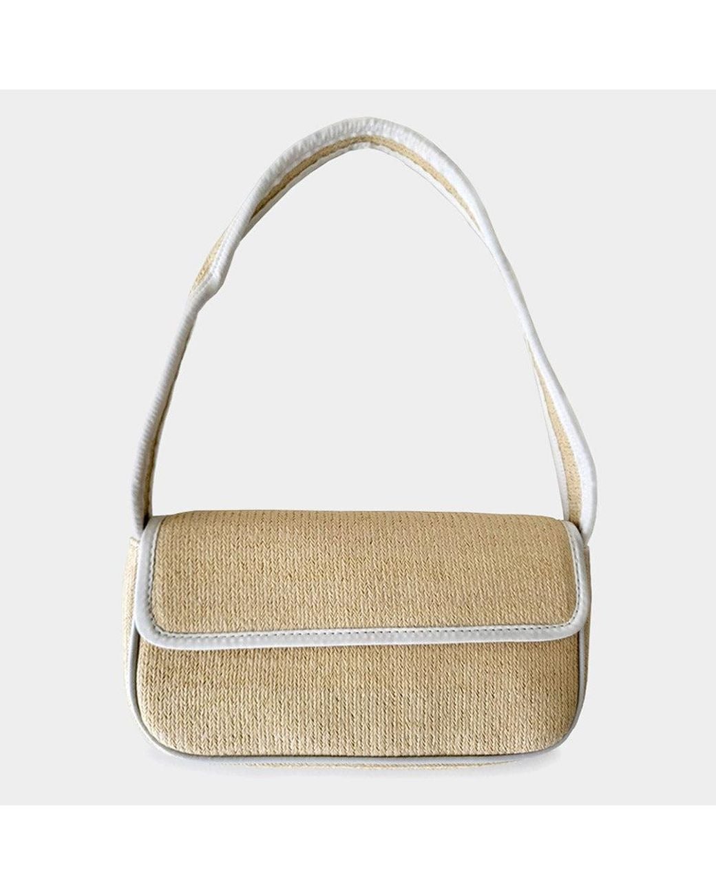 Fashnzfab Metallic Straw Rectangle Shoulder Bag