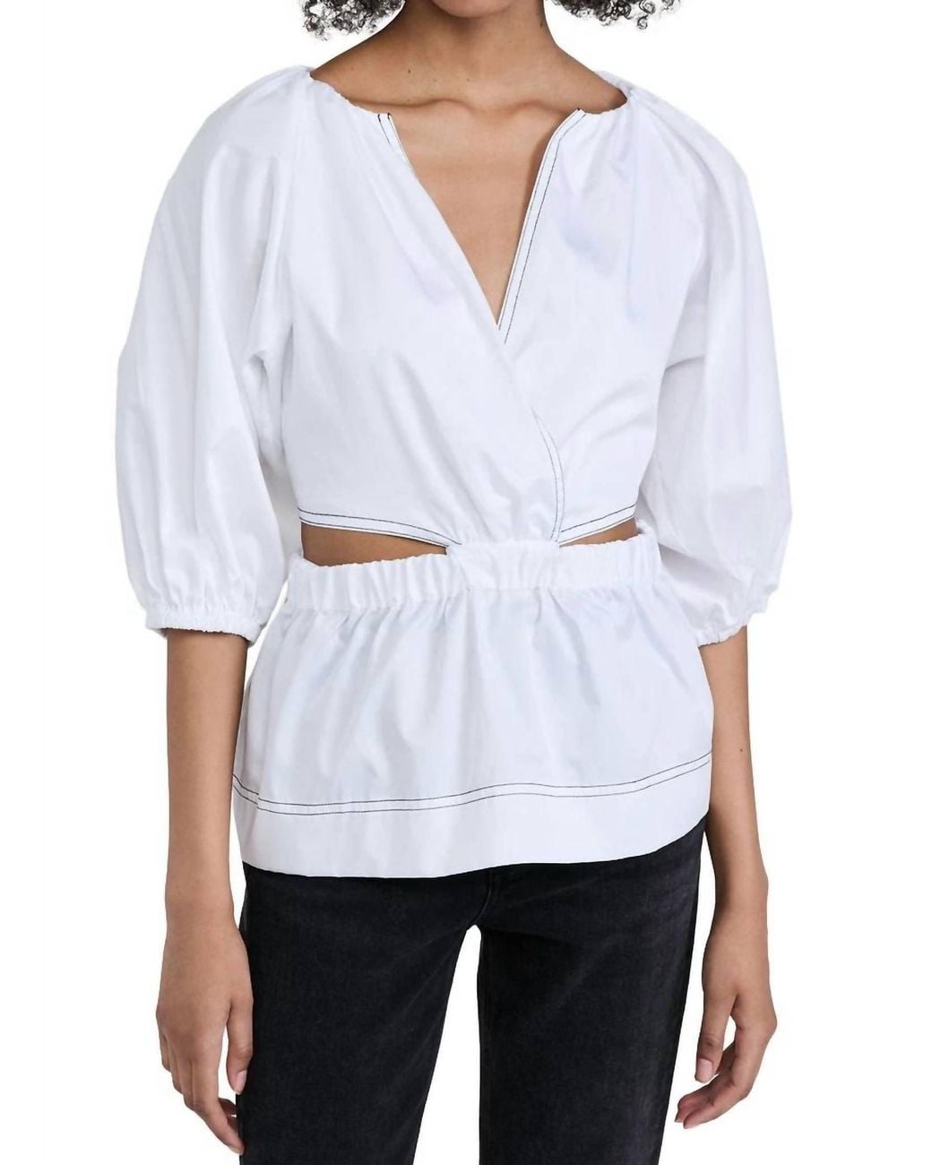 Something Navy White Wrap With Cut Out Top
