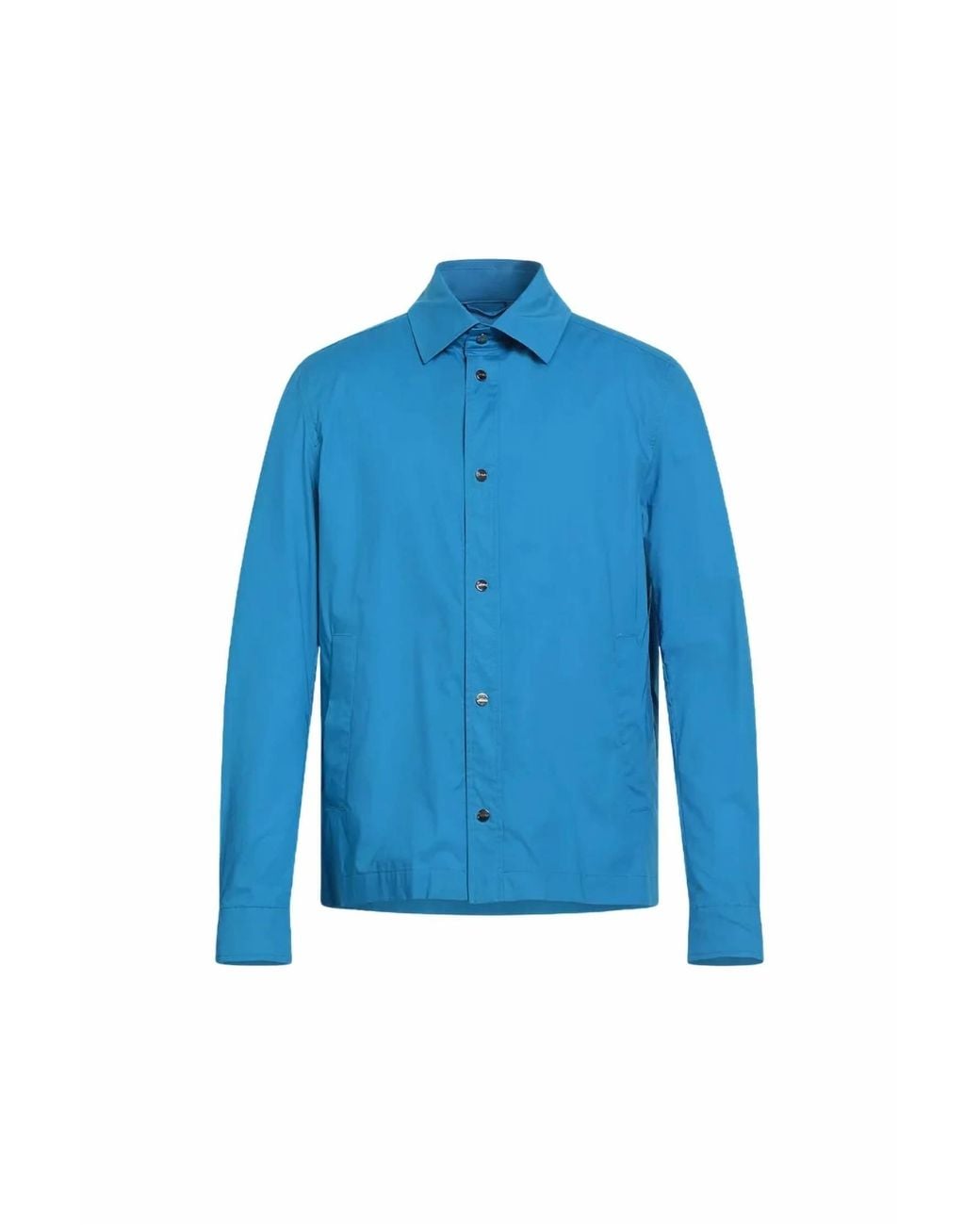 Herno Blue Button-Front Shirt Jacket for men
