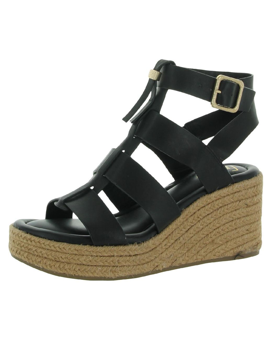 Franco Sarto Palms Leather Gladiator Wedge Sandals in Black Lyst