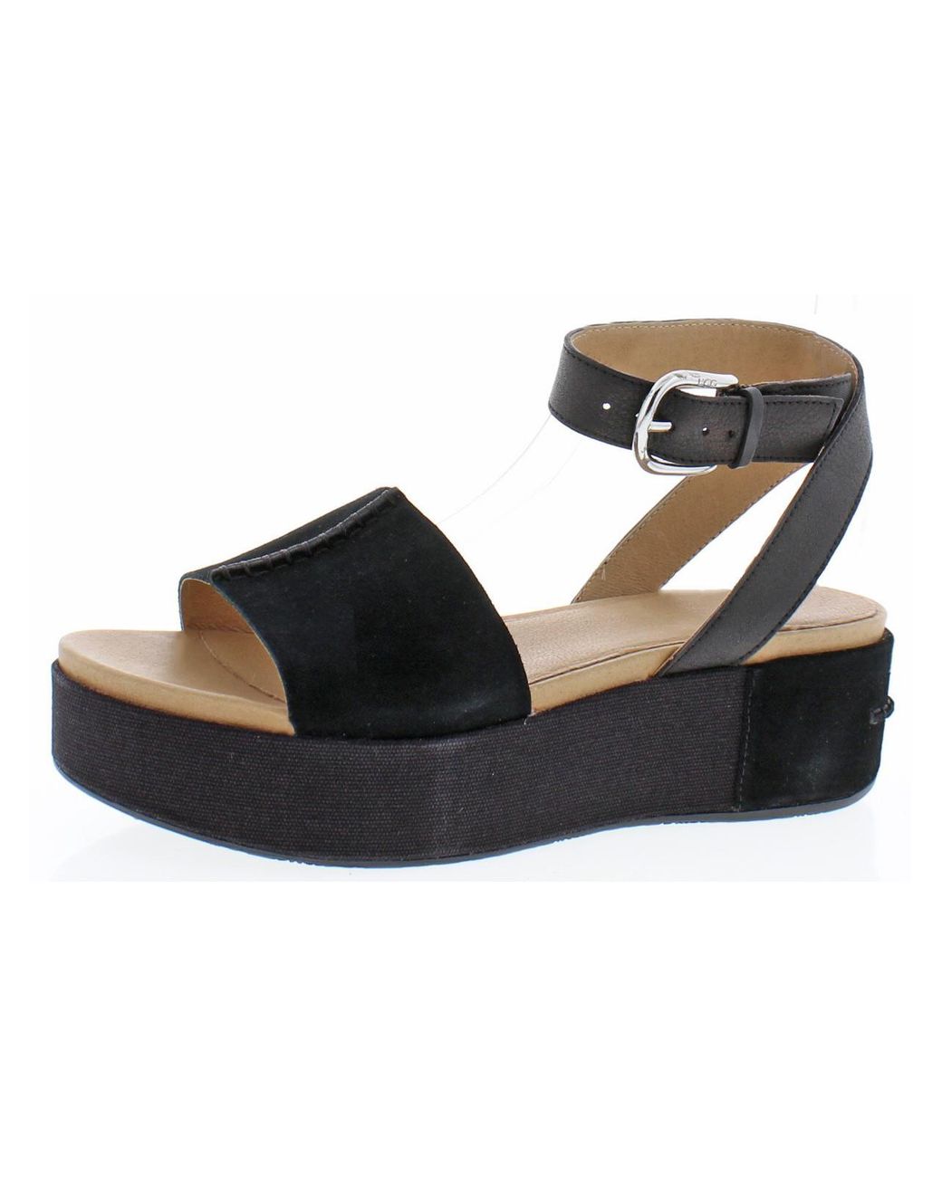 UGG Chapala Leather Ankle Platform Sandals in Black | Lyst
