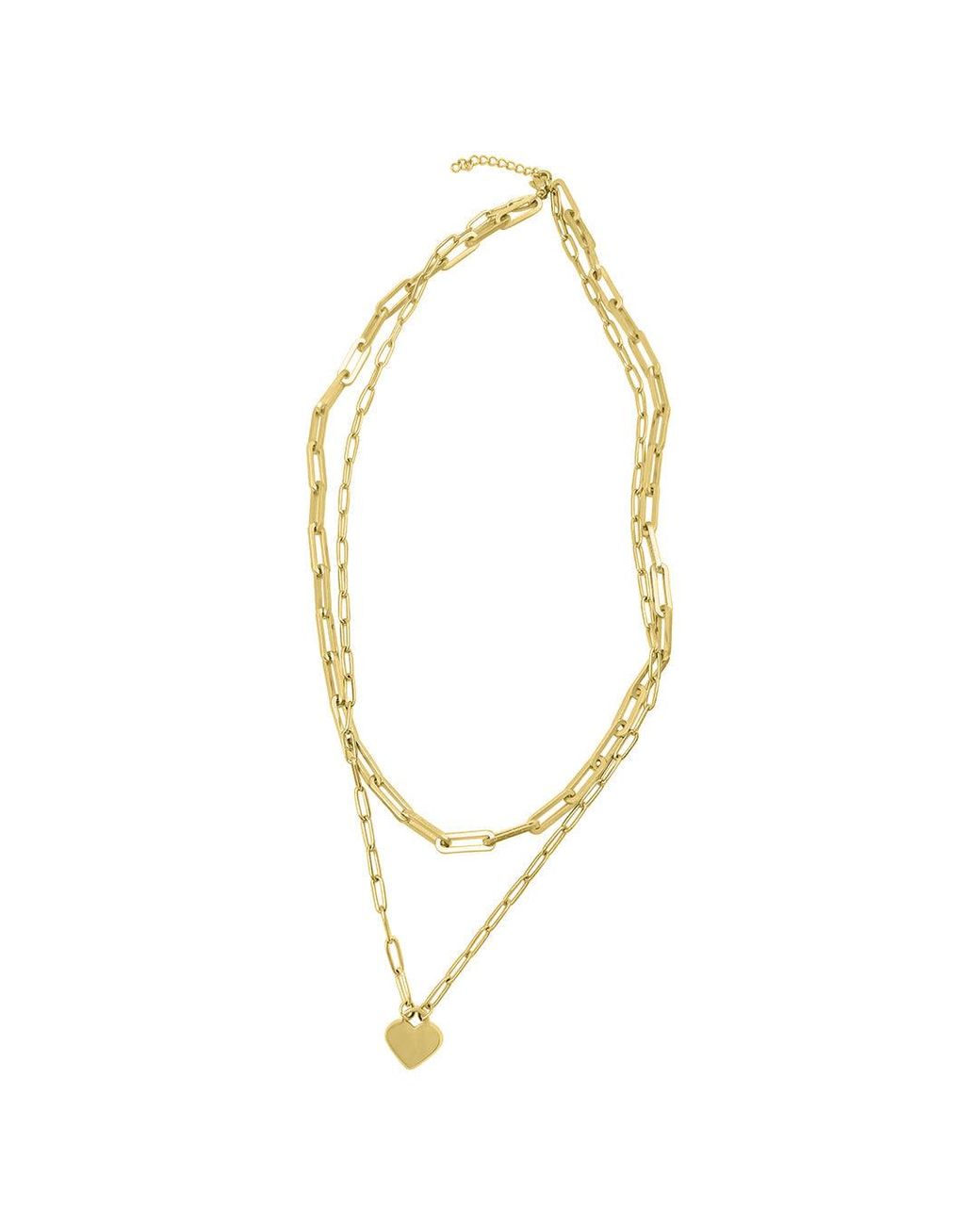 Adornia Layered Paper Clip Chain Heart 
