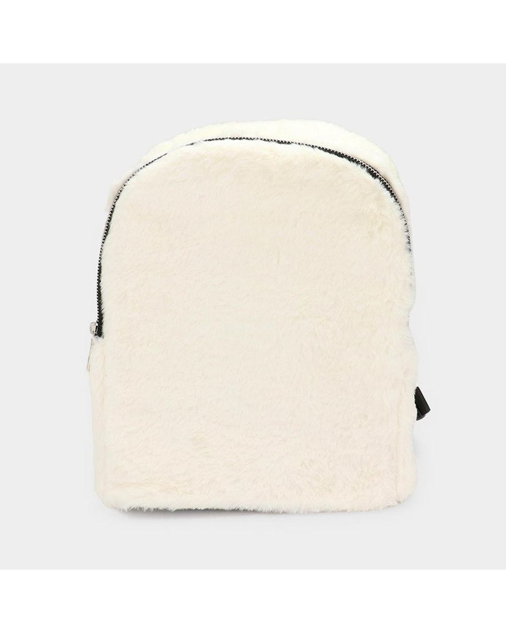 Fashnzfab Natural Solid Faux Fur Backpack Bag