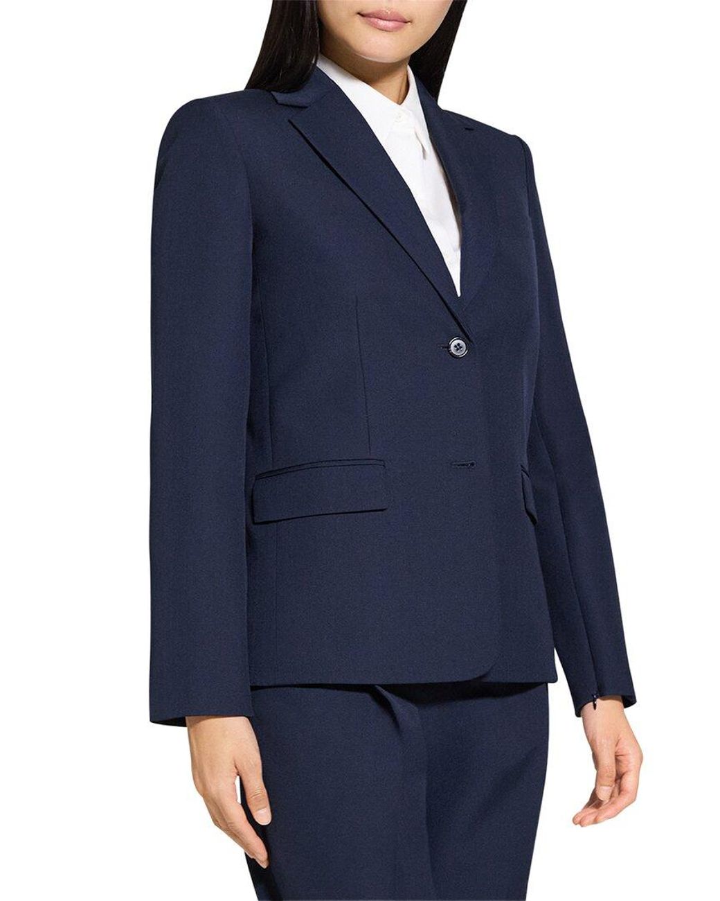 Theory Blue Zip Sleeve Wool-Blend Jacket
