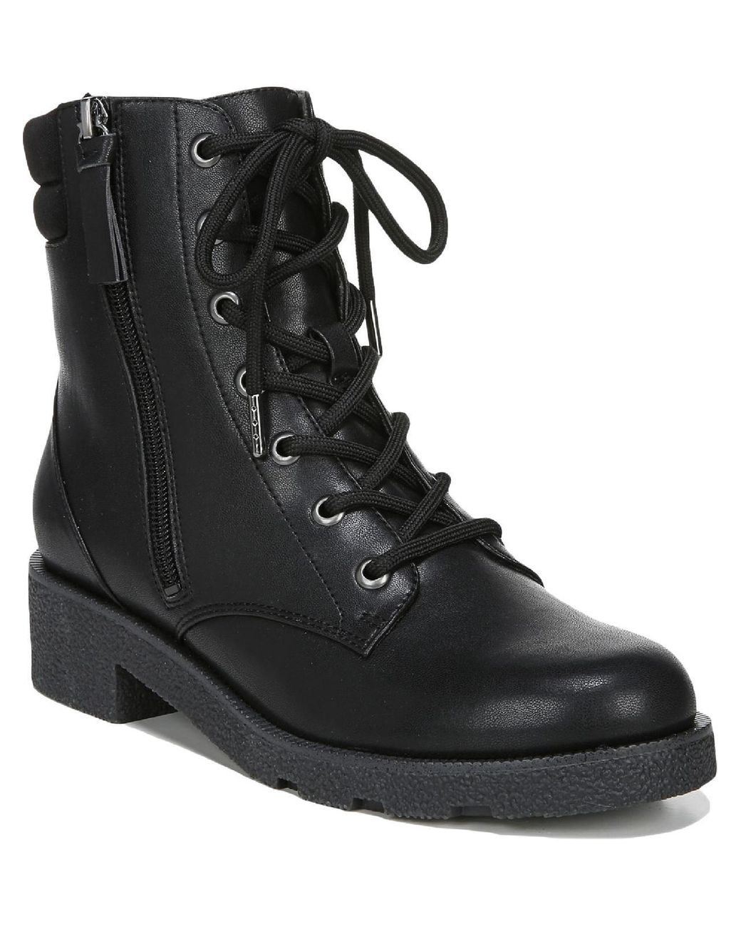 Dr. Scholls Tayler Faux Leather Block Heel Combat & Laceup Boots in