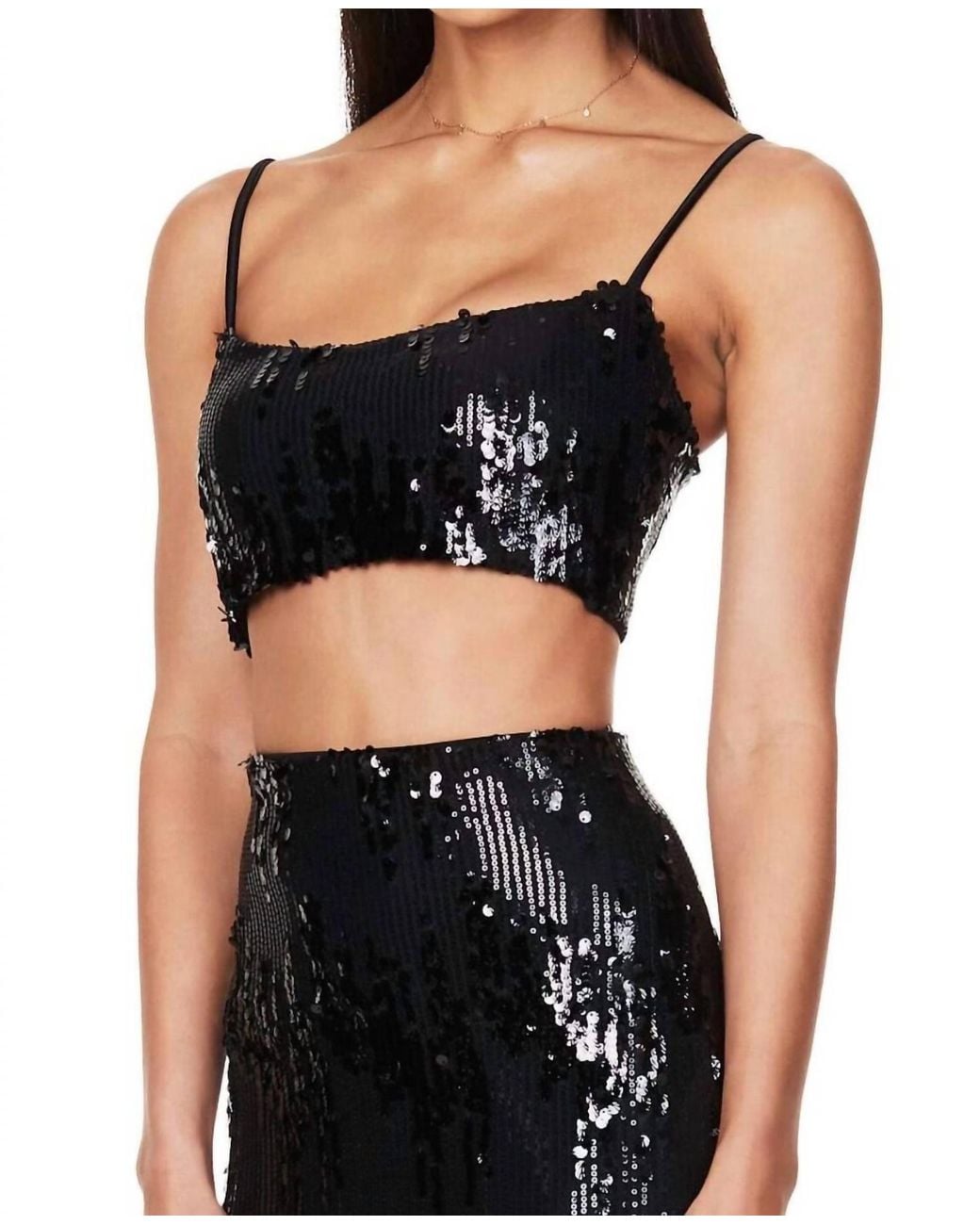 Nookie Black Cascade Sequin Crop Top