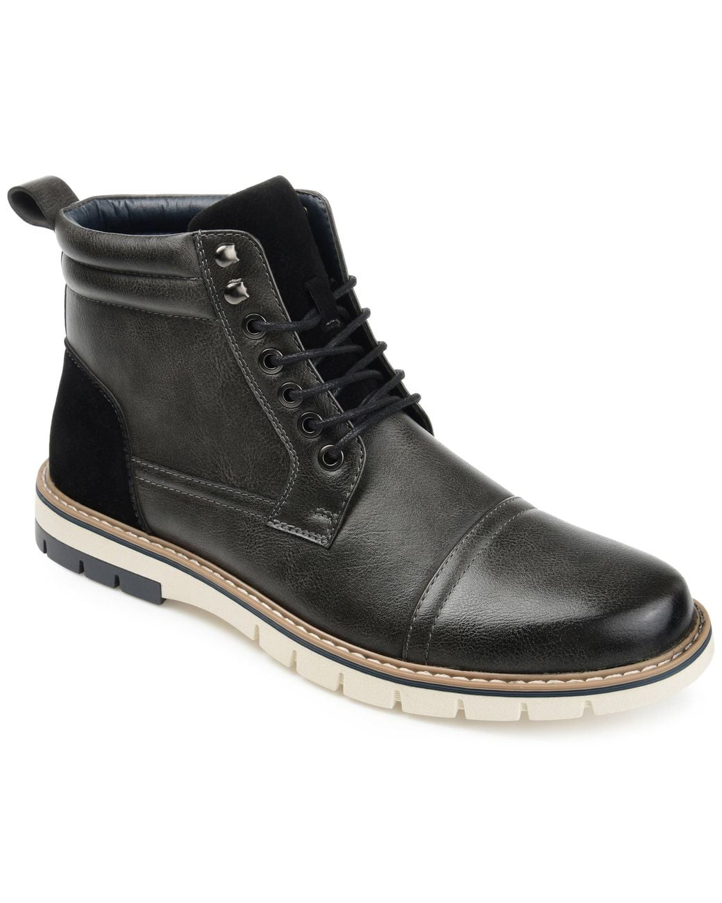 Vance Co. Black Lucien Cap Toe Ankle Boot for men