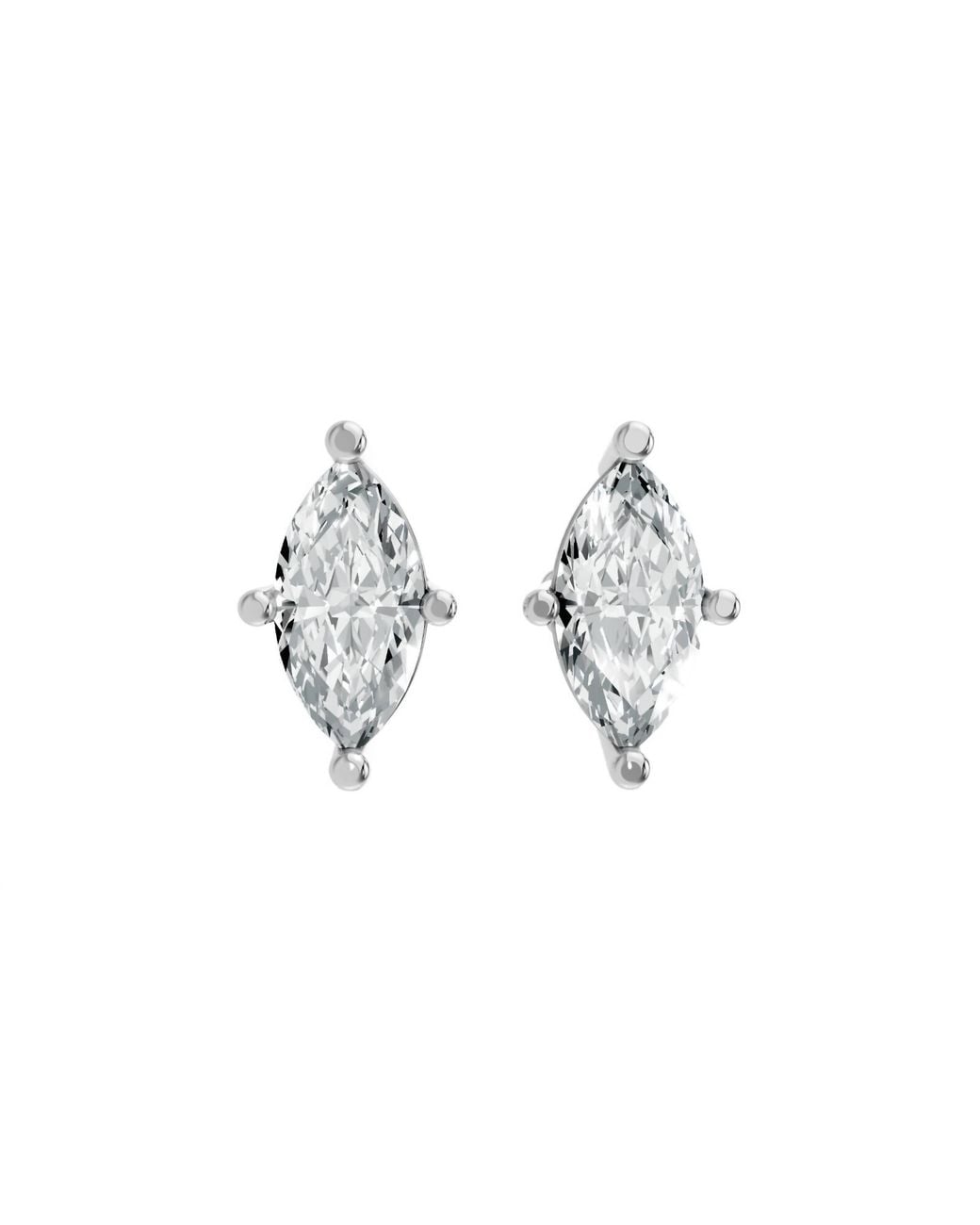 AAMIAA Black Marquise Shape 4 Prong Push Back Studs