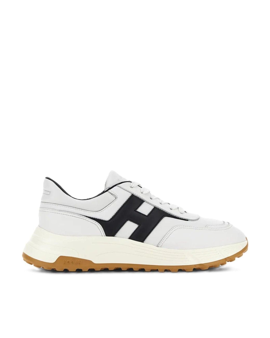 Hogan White Logo Textured Sole Sneakers for men