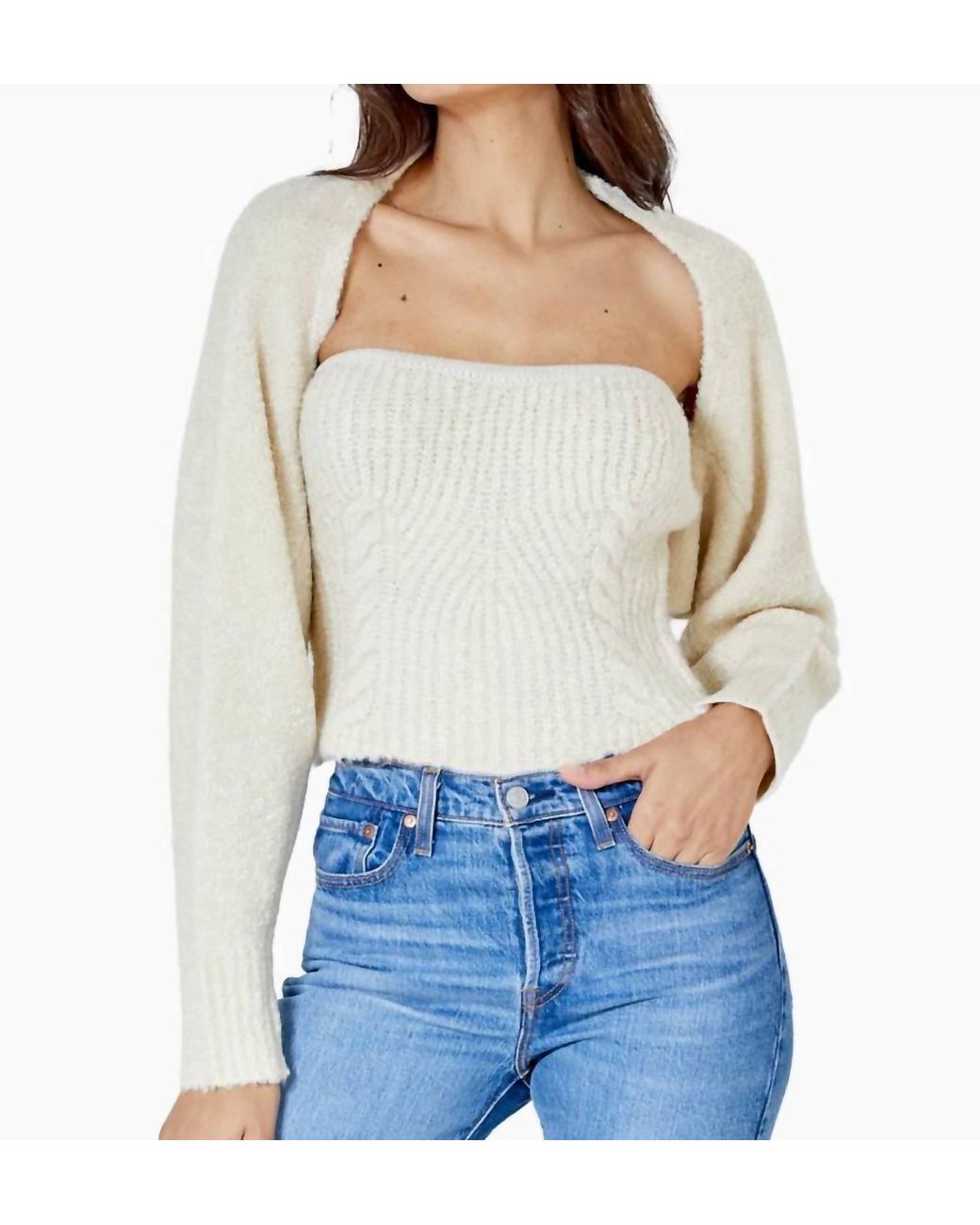 DH New York Cal Shrug/tank Combo in Blue Lyst