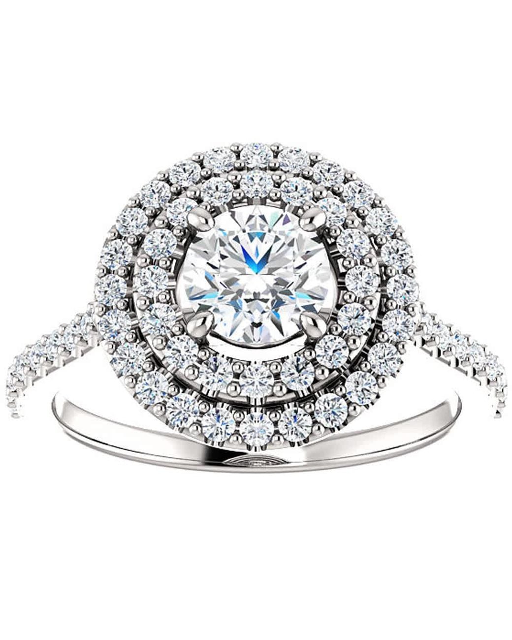 Pompeii3 1 Ct Diamond Ex3 Lab Grown Double Halo Engagement Ring 10K in ...