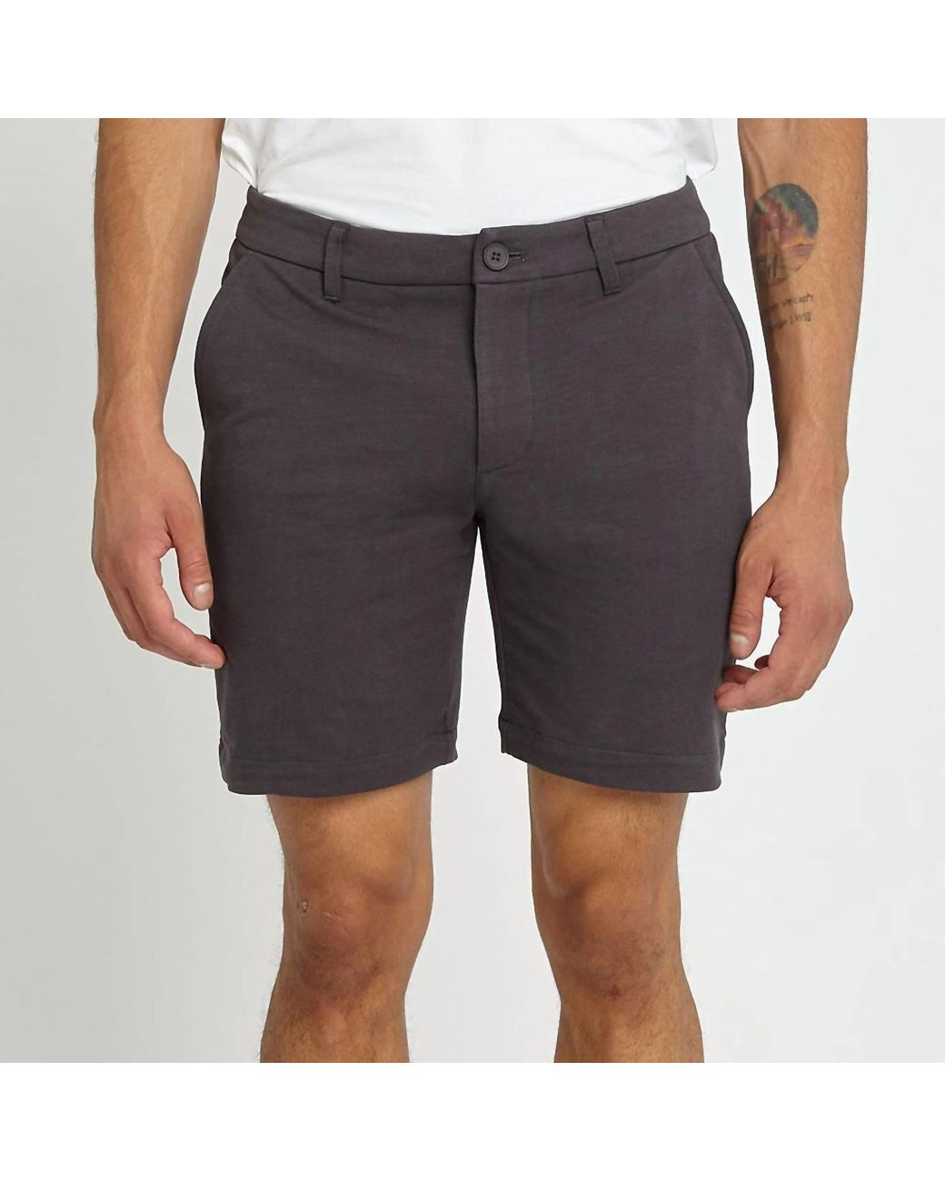 Postmarc Gray Solid Slub Knit Fleece Short for men