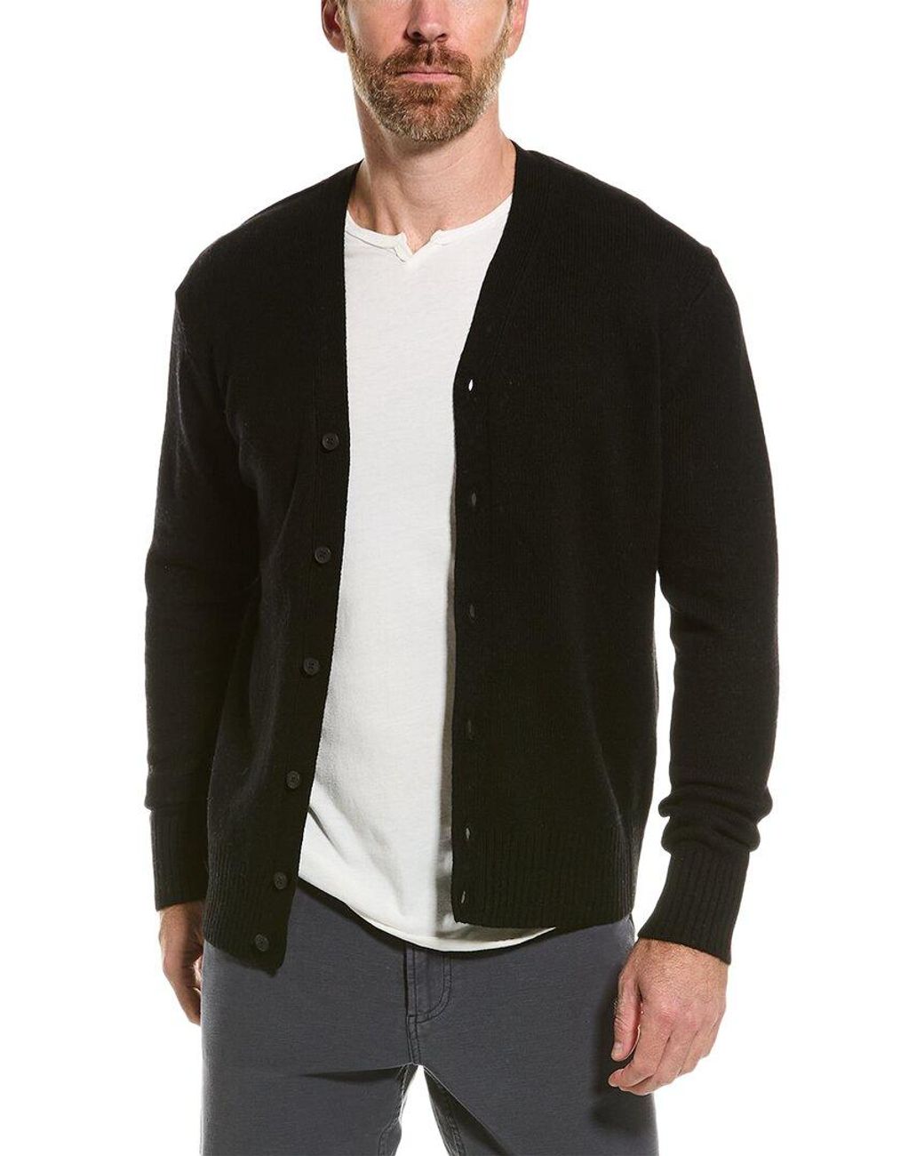 AllSaints Ike Cashmere & Wool-blend C Cardigan in Black for Men | Lyst