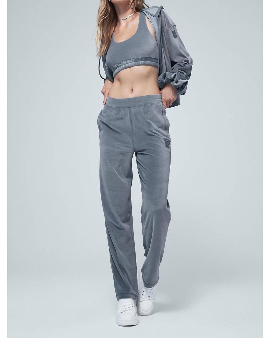 Alo Yoga Velour High waist Glimmer Wide Leg Pant in Blue Lyst