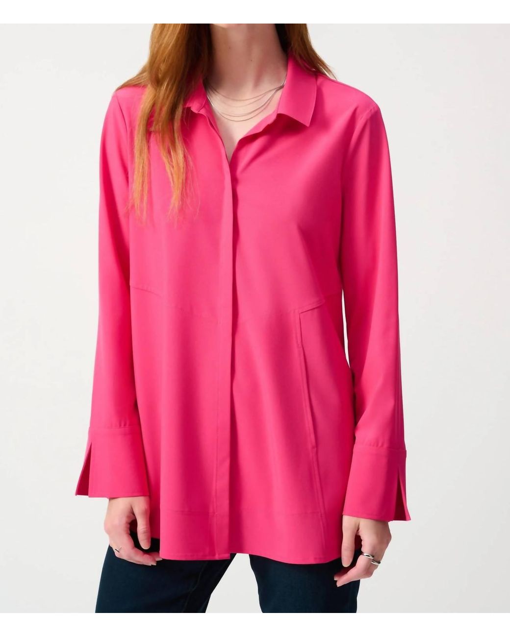 Joseph Ribkoff Pink Collared Tunic Top