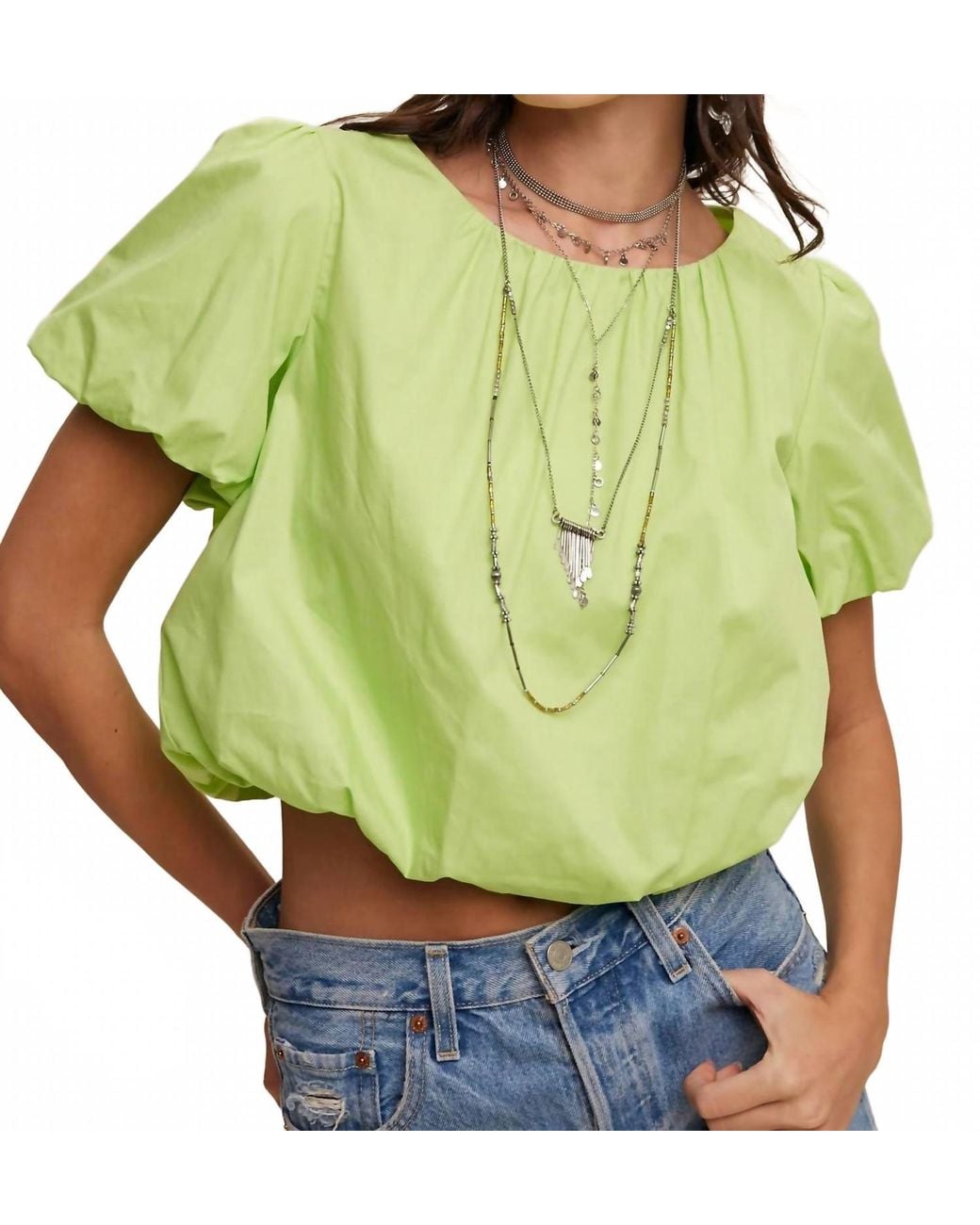 Wishlist Green Rita Cropped Blouse