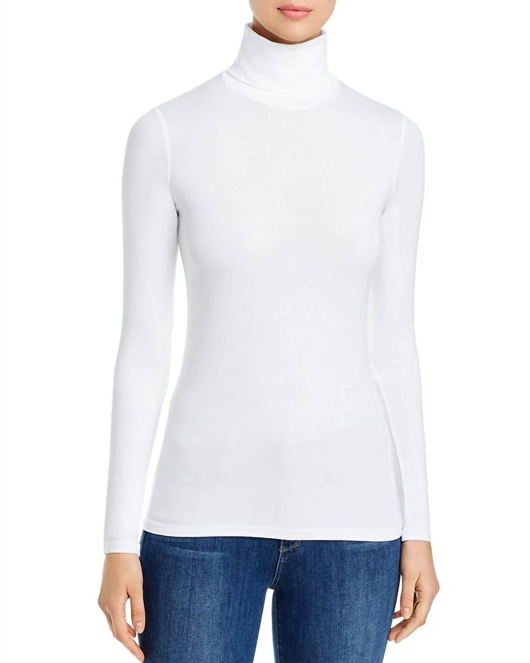 Majestic Long Sleeve Viscose Turtleneck in Blanc – Clothes By Majestic