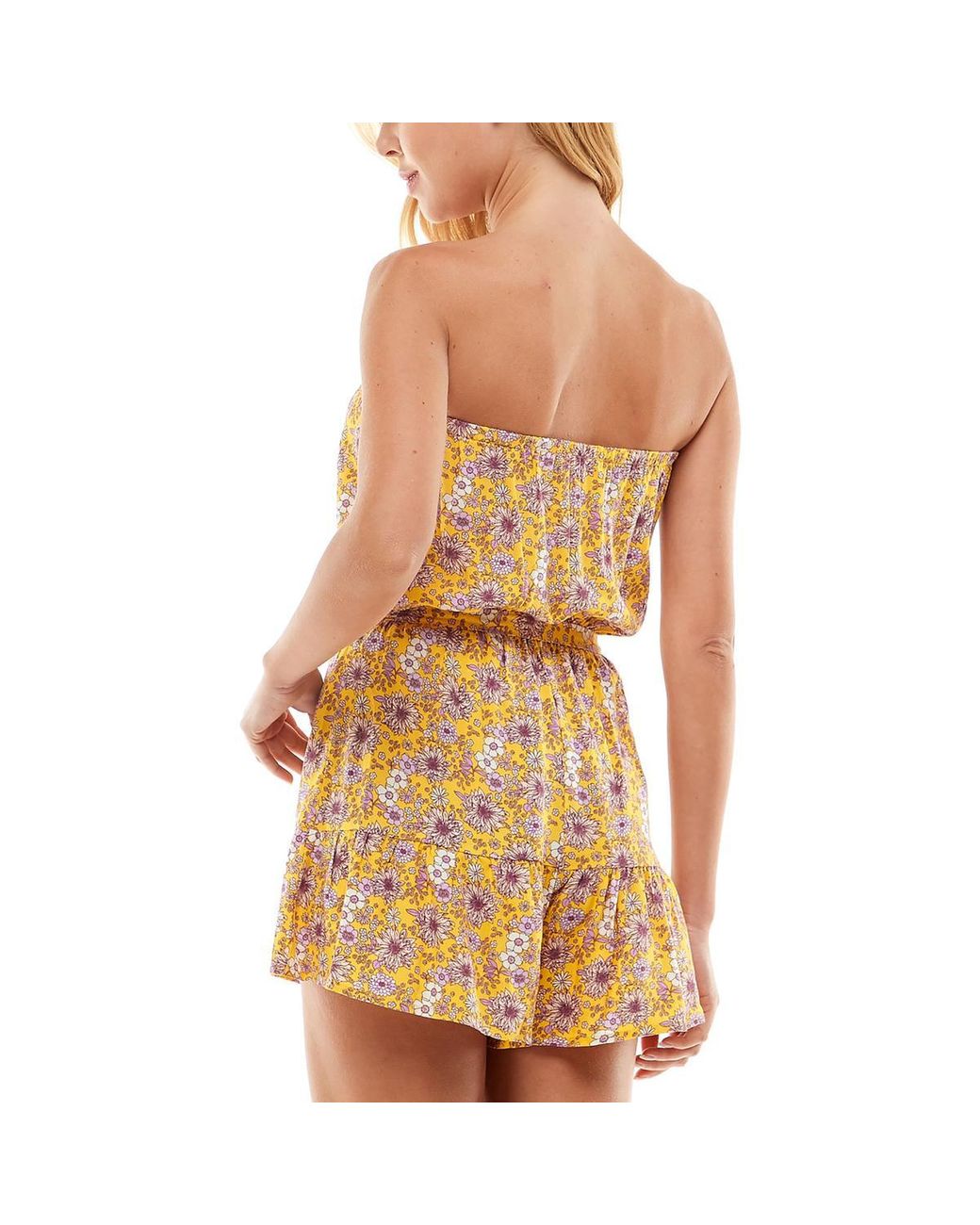 Be Bop Juniors Floral Strapless Romper in Natural | Lyst
