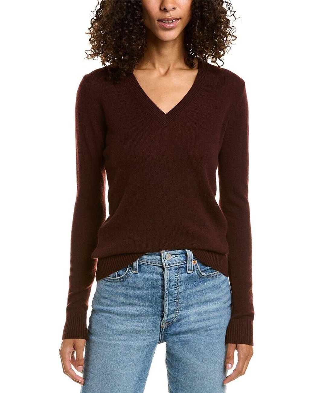 Theory V-neck Cashmere Sweater in Red | Lyst