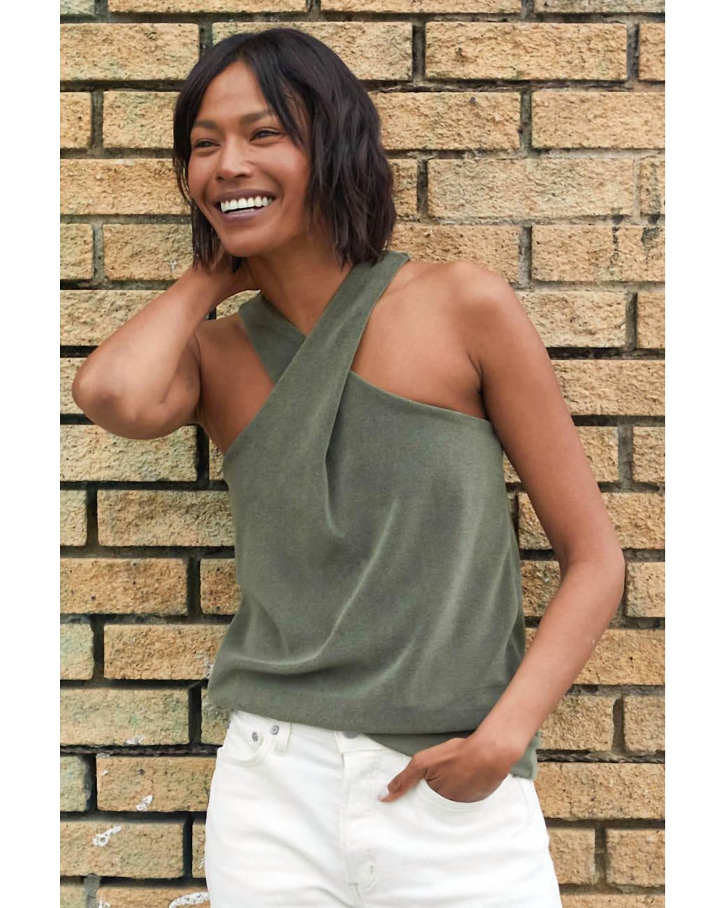 Outerknown Green Rewind Cross Tank Top
