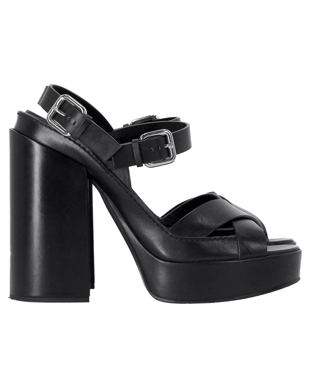 Jil Sander Black Ankle Strap Platform Sandals