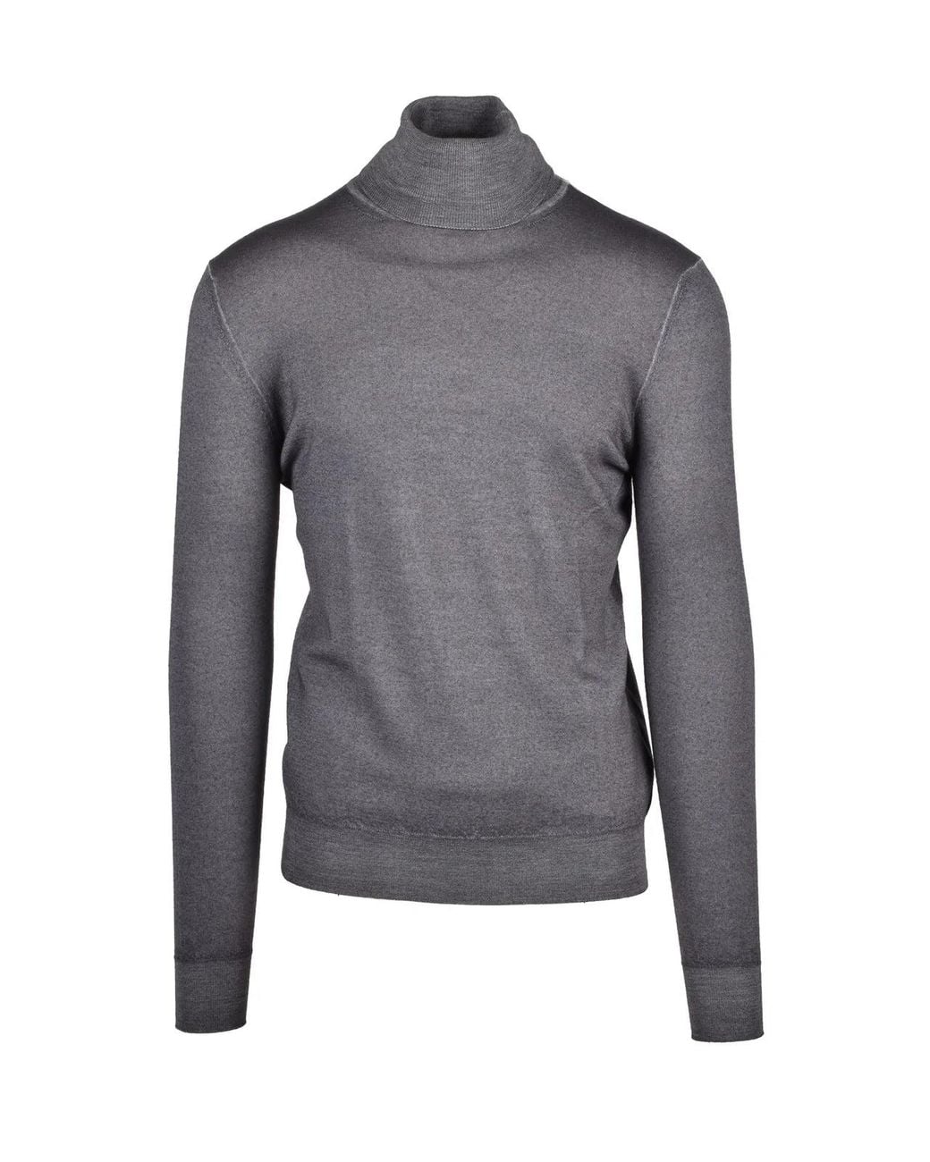 Aspesi Gray Refined Wool Turtleneck Sweater for men