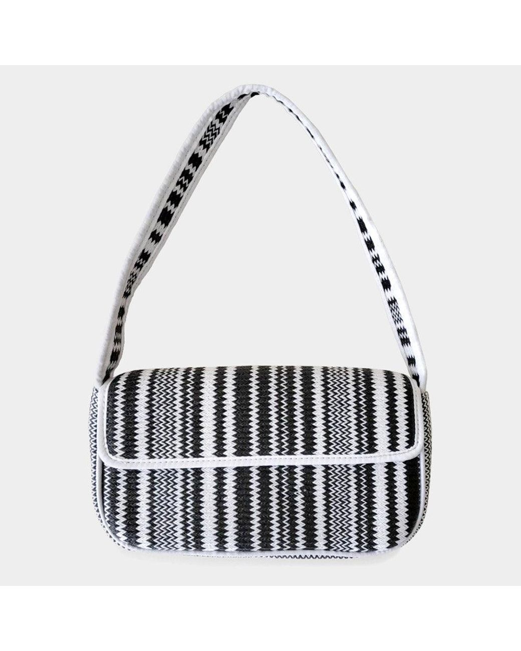 Fashnzfab White Straw Rectangle Shoulder Bag