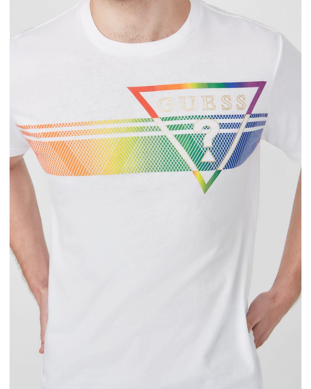 Guess Pekah Rainbow Tee in White for Men | Lyst