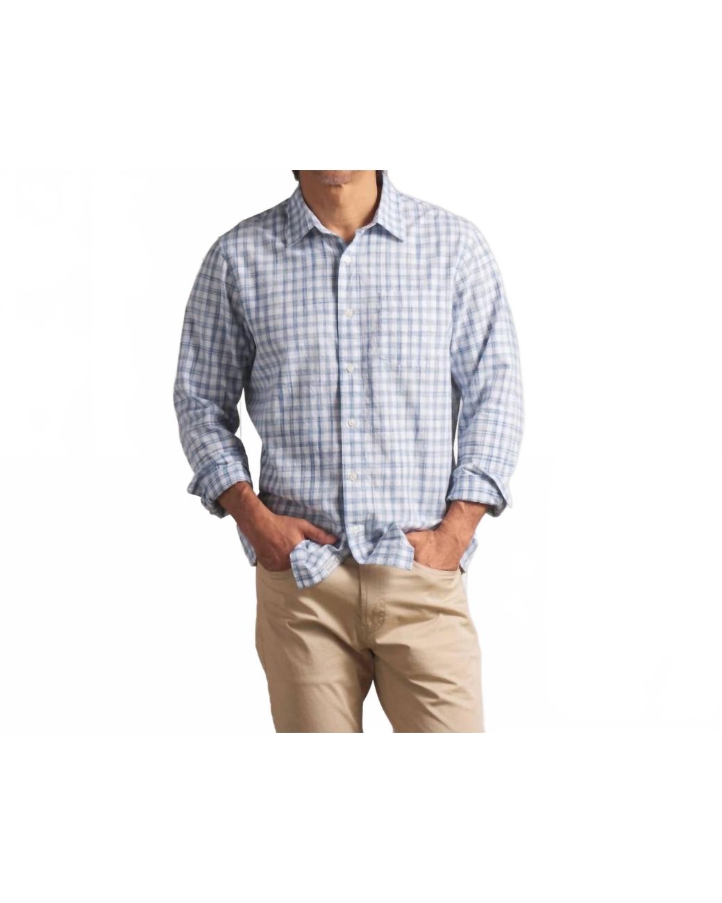 Grayers Blue Space Dyed Gingham Shirt for men