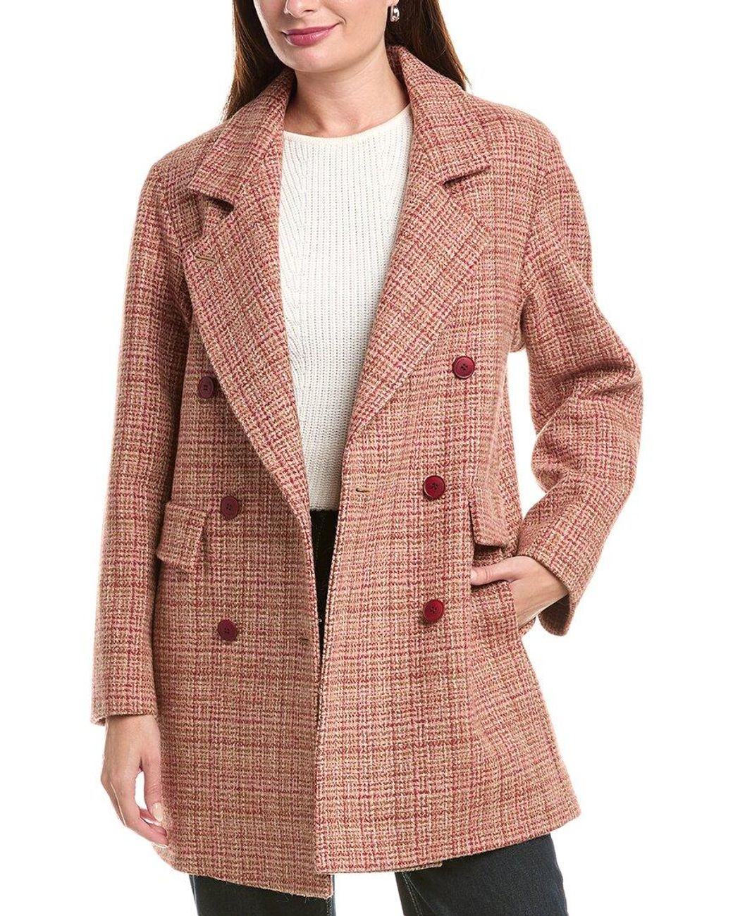 Fleurette Brown Double Breasted Wool Coat