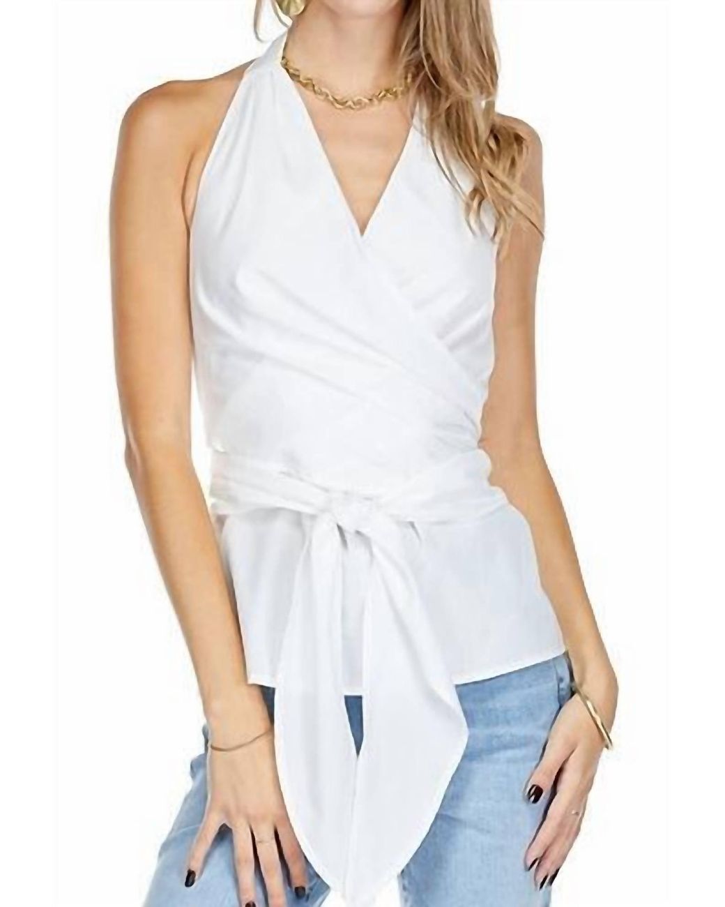 J joy White Corrine Wrap Halter Top