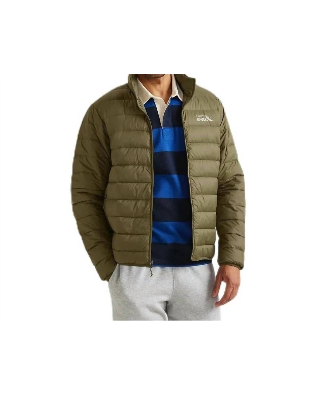 Eddie Bauer Green Cirruslite 650Fp Down Zipup Puffer Jacket for men