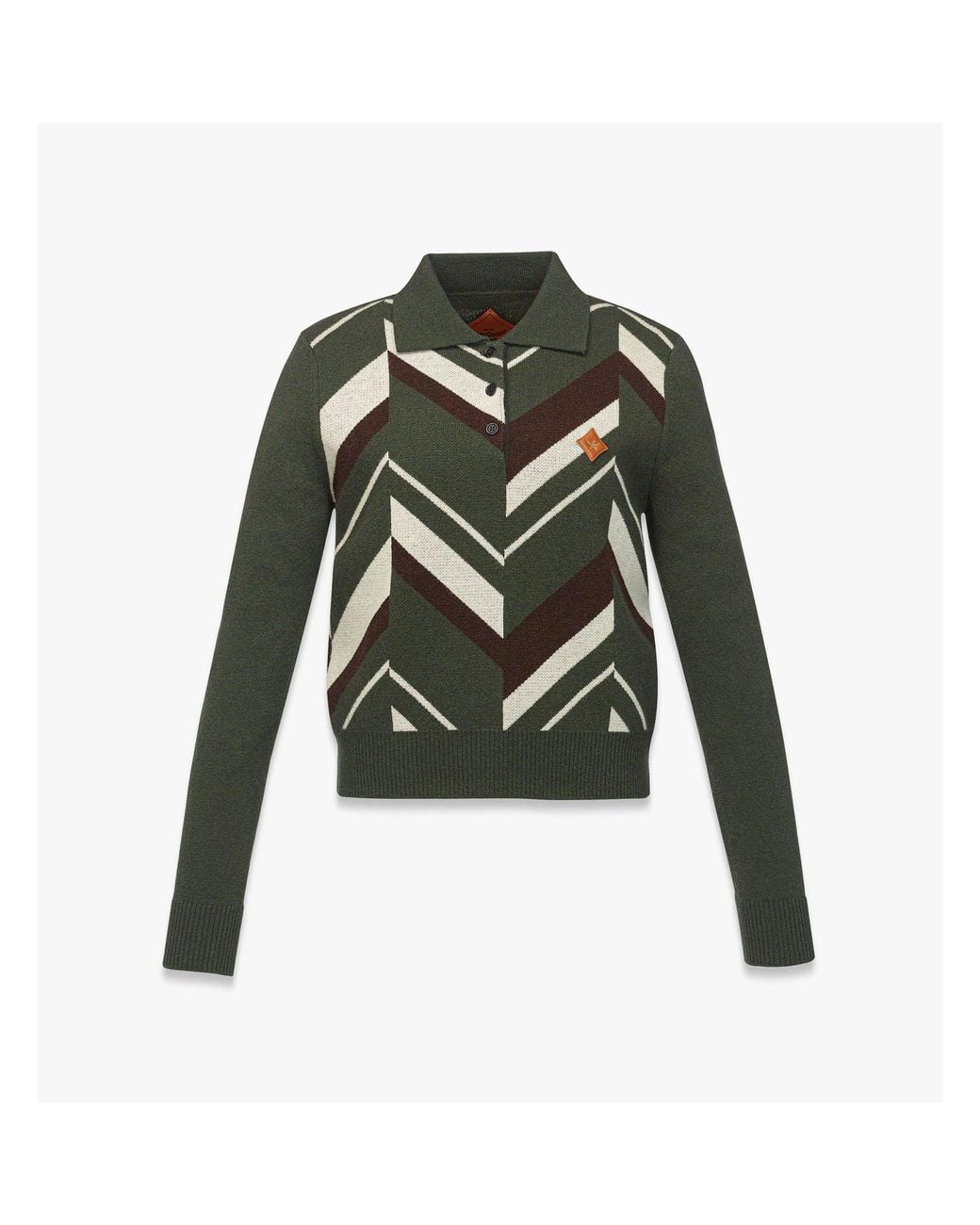 MCM Green Mega Herringbone Polo Sweater