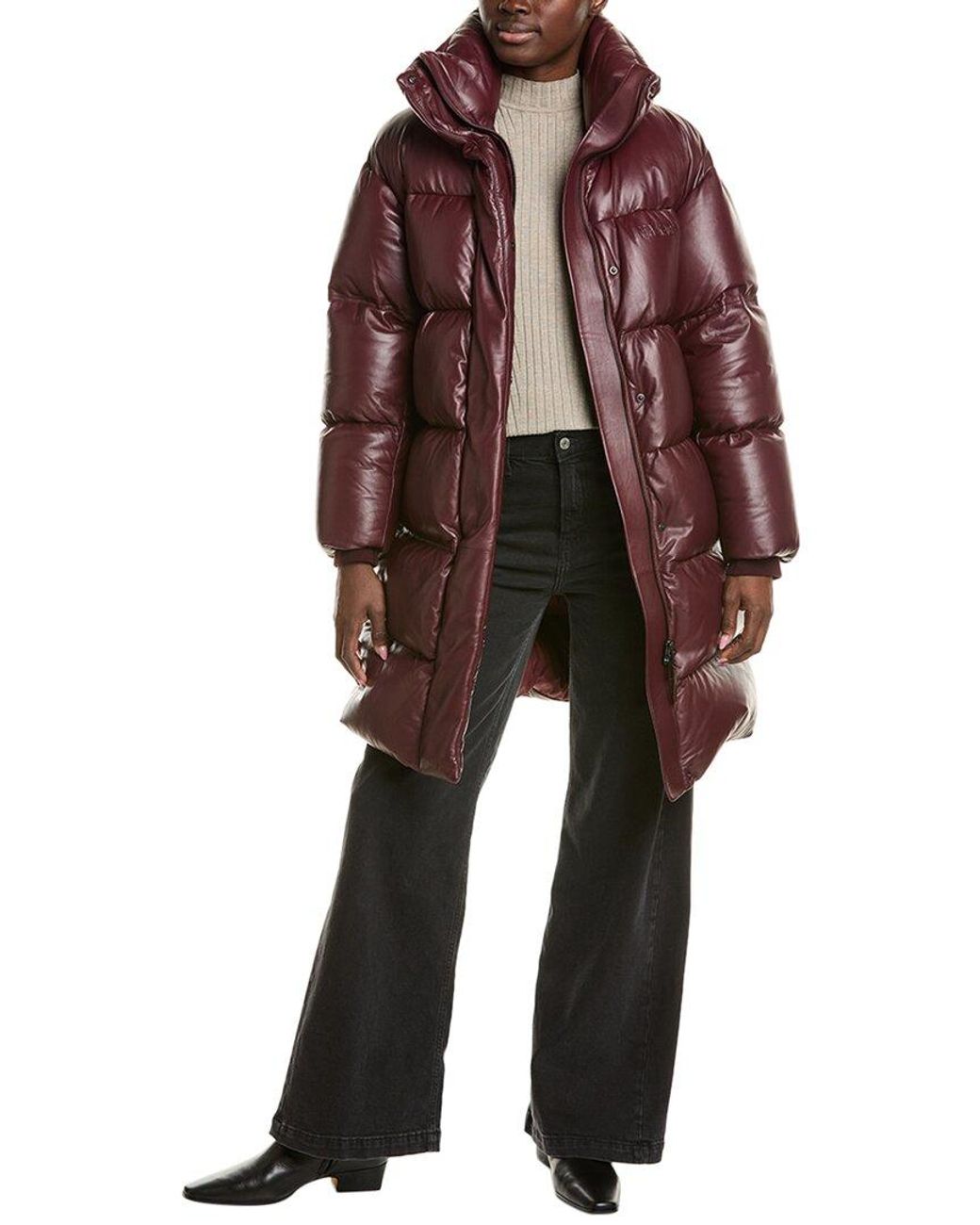 Mackage Saya Quilted Leather Down Coat in Red Lyst