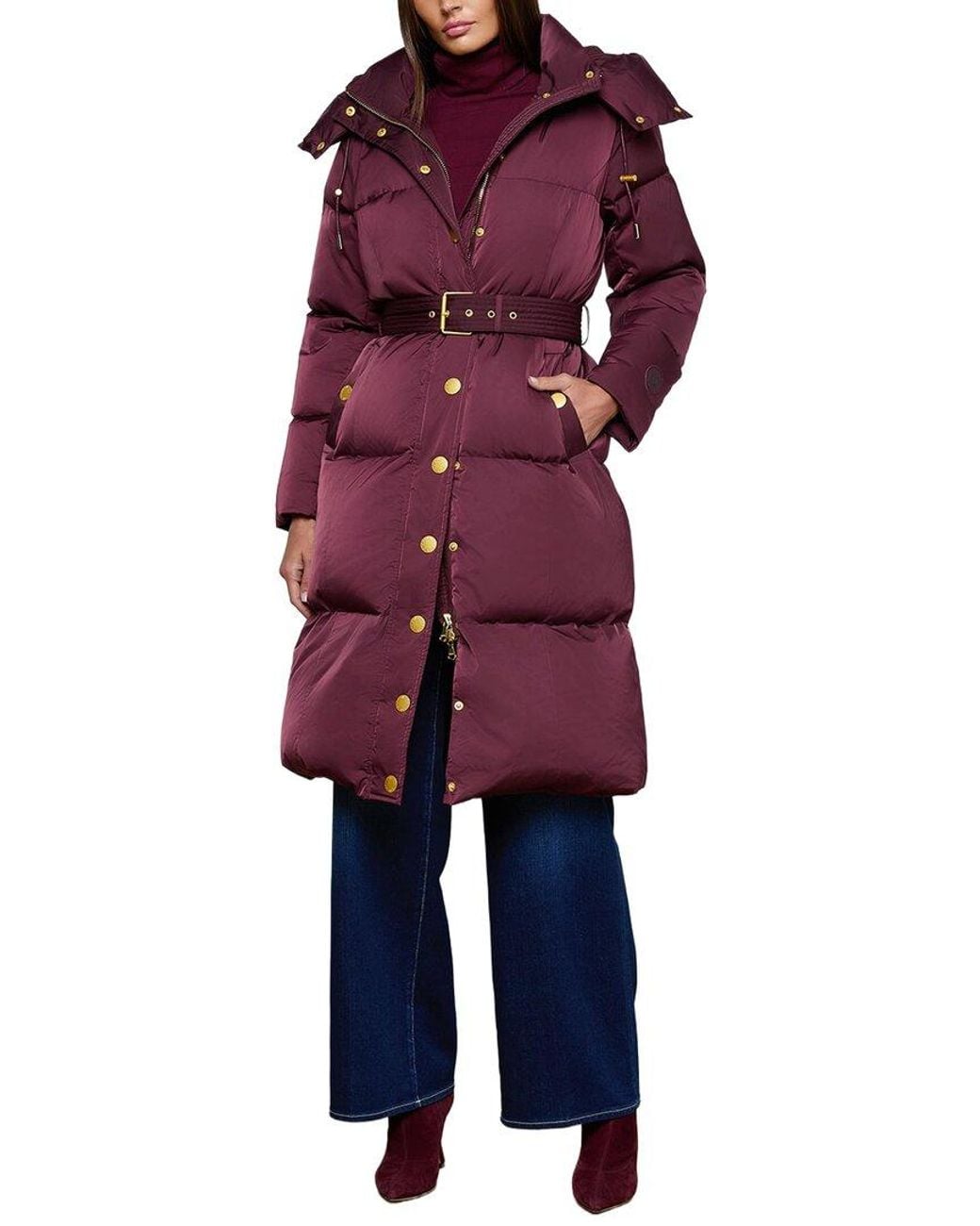 L'Agence Purple Bryson Snap Maxi Puffer Coat