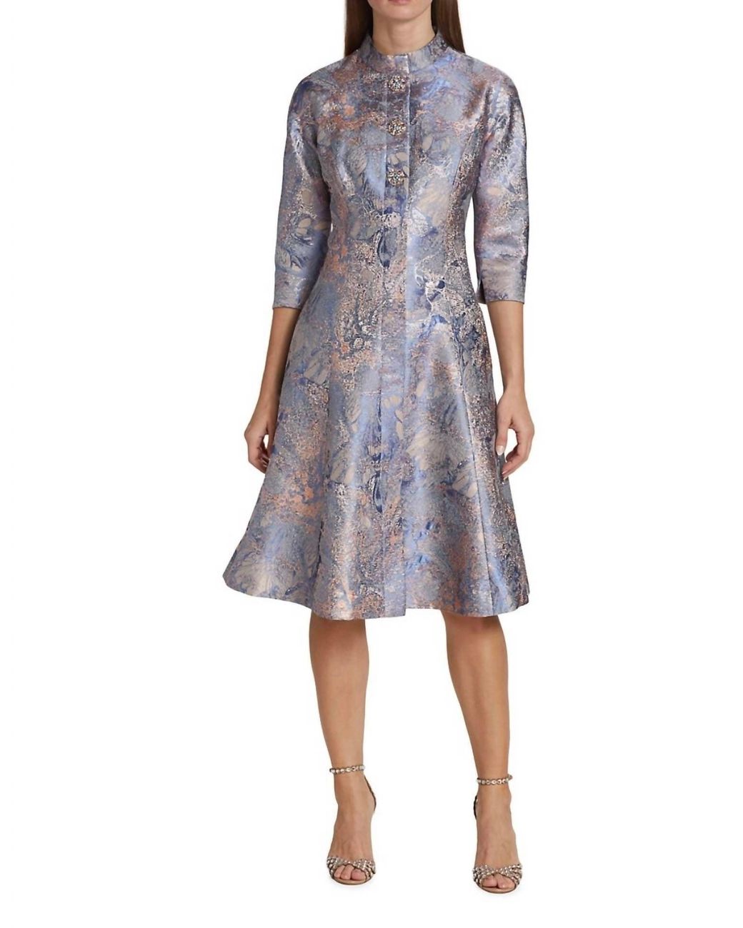 Teri Jon Metallic Dress in Blue Lyst