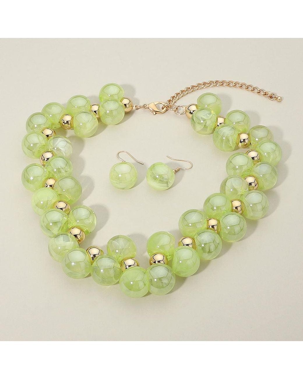 Fashnzfab Chunky Bubble Beaded Statement Necklace in Green | Lyst