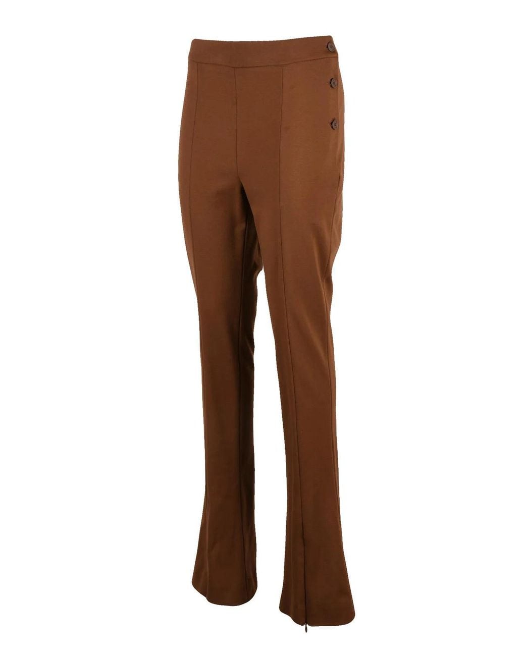 Semicouture Brown Flared Stretch Viscose-Blend Pants