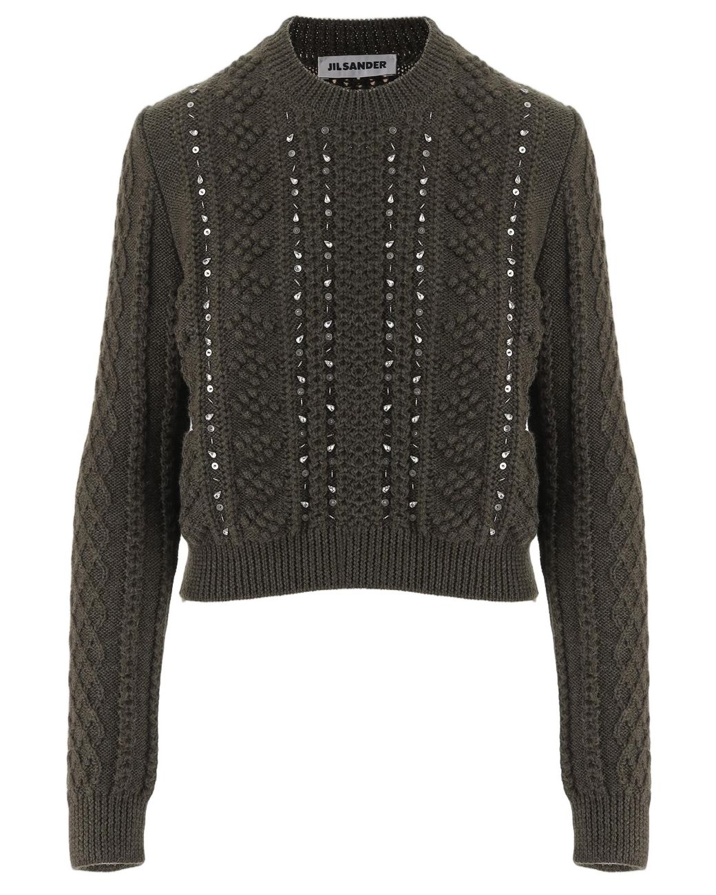Jil Sander Black Geometric Pattern Sequin Embellished Wool Sweater